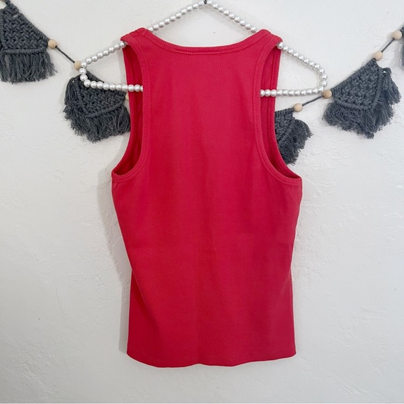 Anthropologie Maeve Racerback Ribbed Coral Tank - Picture 6 of 9